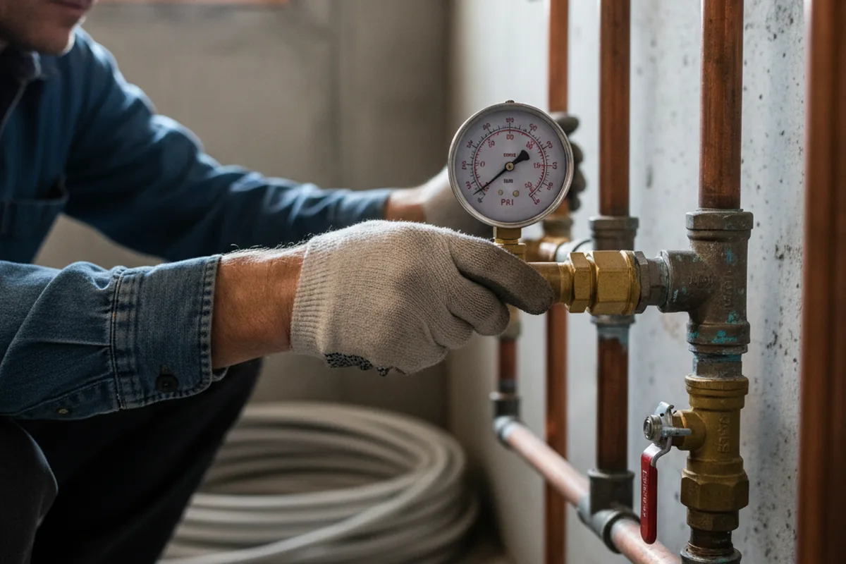 Pressure testing a repaired line during Water Line Repair in College Grove